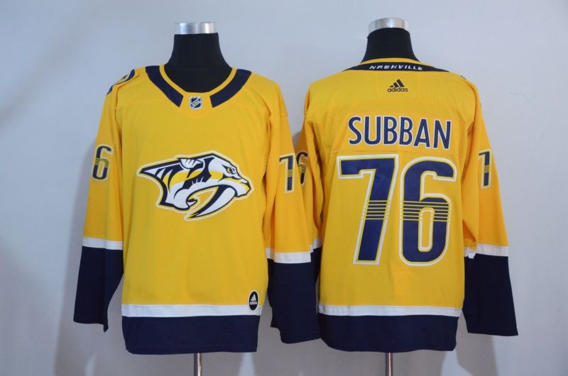 Men 2017 NHL Nashville Predators #76 Subban Yellow  Adidas Jerseys->chicago blackhawks->NHL Jersey